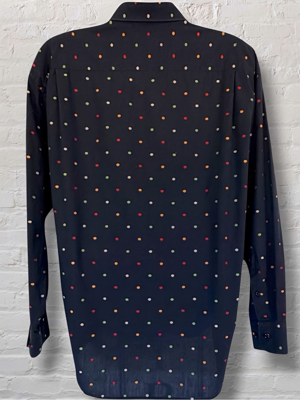 Riscatto Men’s XL Black Multicolor Dot Button Front Shirt Modern Fit Casual - Picture 9 of 15